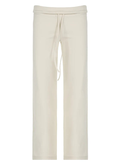 Solid Basic Casual Sweatpants Women Drawstring Waist Straight Leg Jogging Pants Y2K