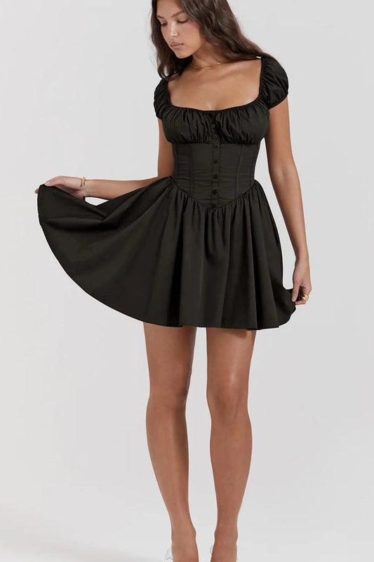 Elegant Slim Fit Square Neck Mini Dress