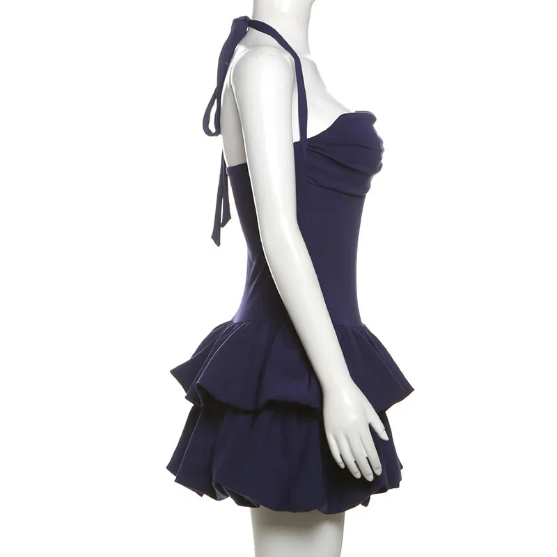 Sexy Backless Spring Mini Dress Women Square Collar Patchwork Bandeau Fashion Solid 2025 New Dress Female Bodycon Dress