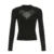 Gothic Style Fishnet Patchwork T-shirt Grommet Eyelet Fashion Black Off Shoulder Fitted Top 2000s Vintage Streetwear