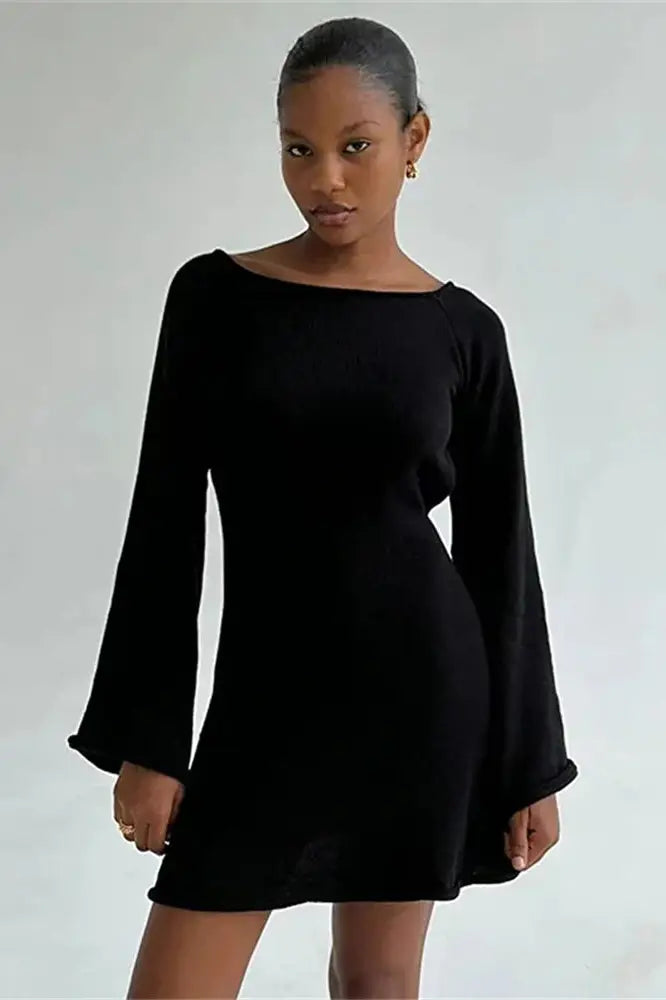 Knit Lace-Up Mini Dress