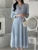 Korean Fashion Autumn Midi Dresses for Women Long Sleeves V-neck A-line Solid Casual Dress Office Lady Clothing  New