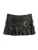 Punk Gothic Zipper Split Black PU Leather Pleated Skirt With Rivet Belt Women Sexy Baddie Outfits