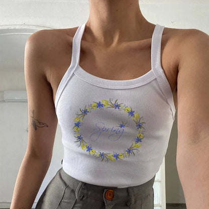 Europe and the United States street new print season art text short sleeve women Y2K women’s T-shirt vest halter