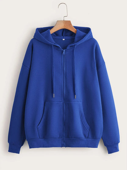 Women Fleece Zip Up Hoodies Running Sports Sweatshirts Fashion Female Classic Casual Zipper Jackets Y2k Hip Hop Streetwear