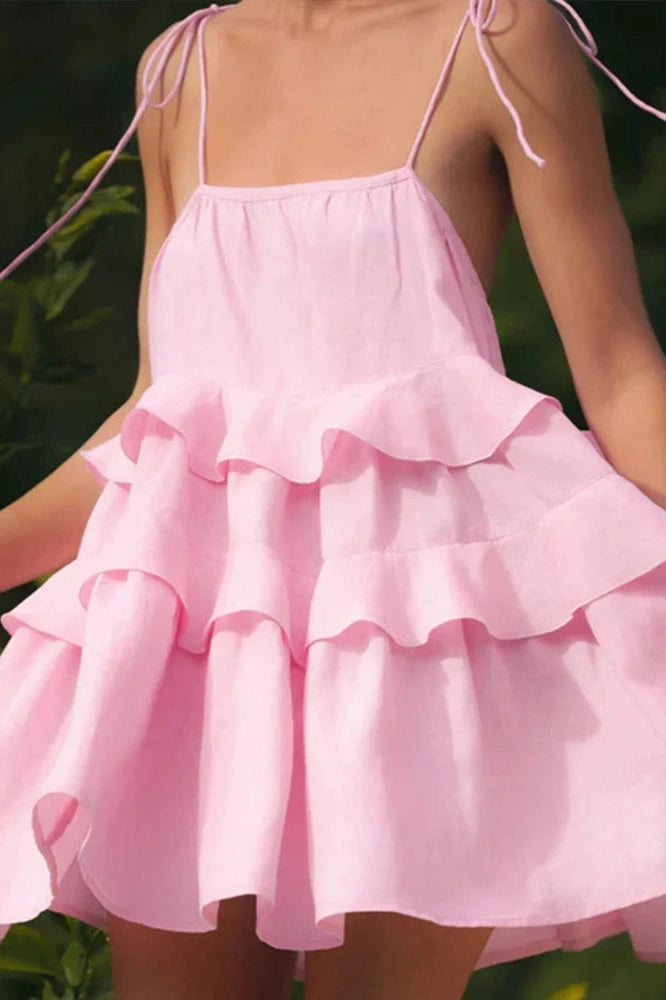 Sleeveless Mini Dress with Straps and High Waist