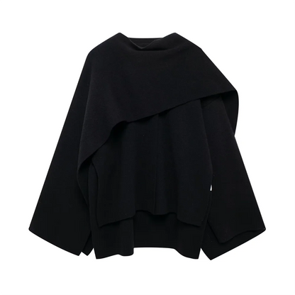 Winter New Women’s Clothing Slim Fit Simple Lazy Style Scarf Cape style Round Neck Long Sleeve Short Knitted Coat Coat