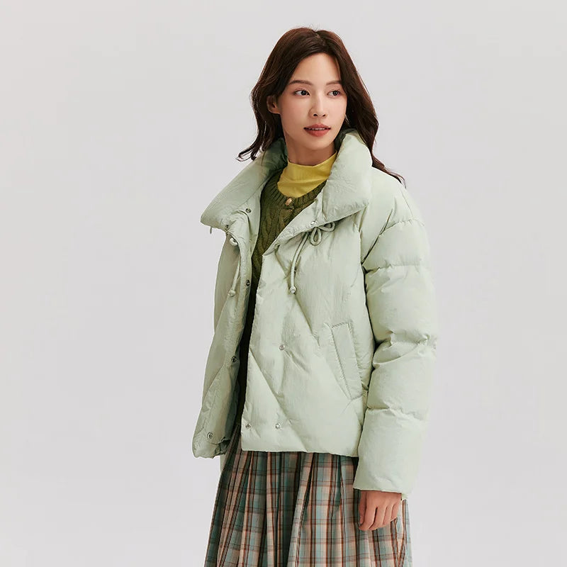 Down Jacket Women Chinese Style Disk Button Gentle Series Sweet  New Winter Stand Collar Loose Texture Thick Coat