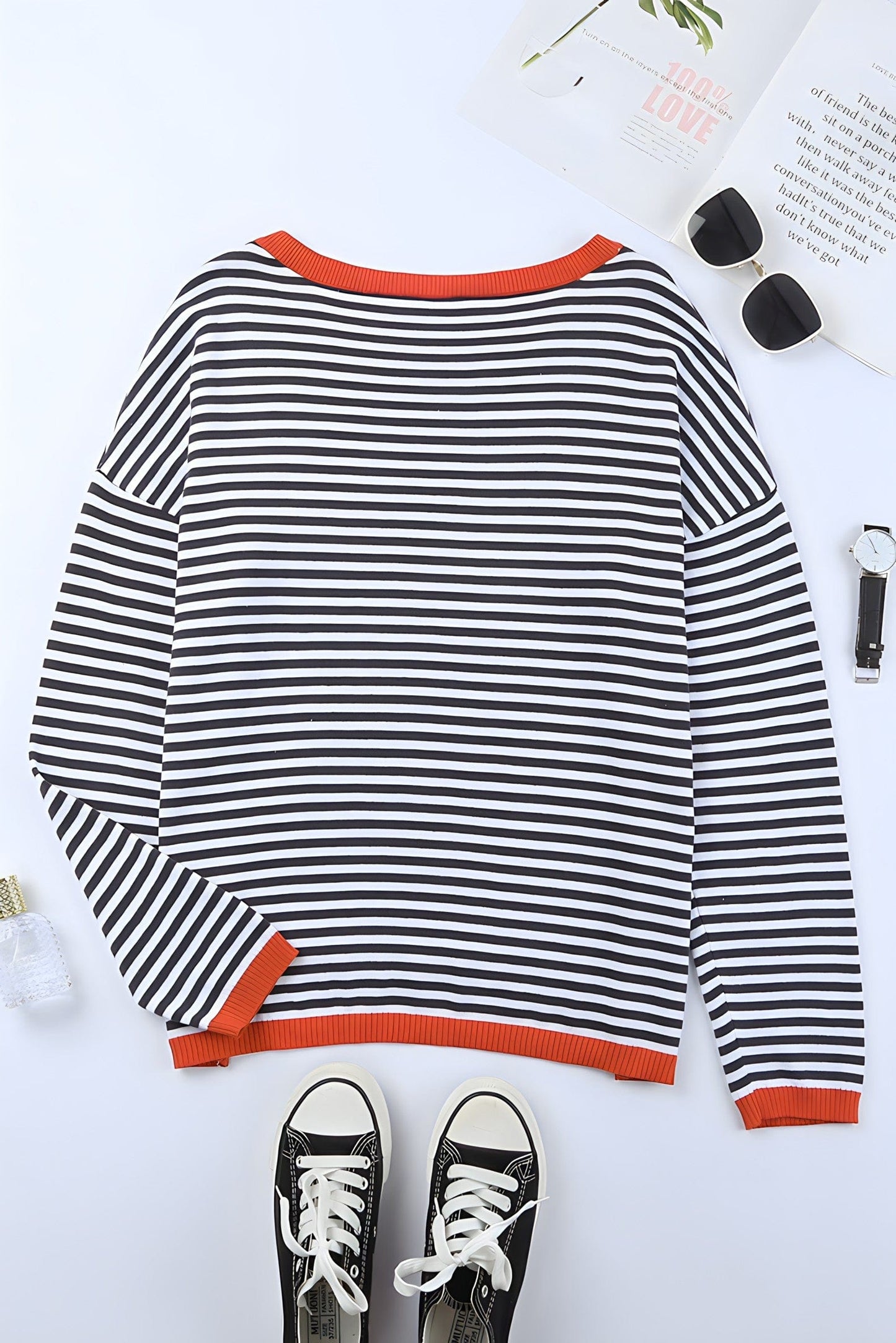 Lenore - Suéter de rayas con hombros caídos - Casual - Estilo moderno - Ropa de diario