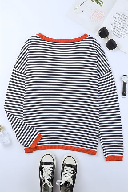 Lenore - Suéter de rayas con hombros caídos - Casual - Estilo moderno - Ropa de diario