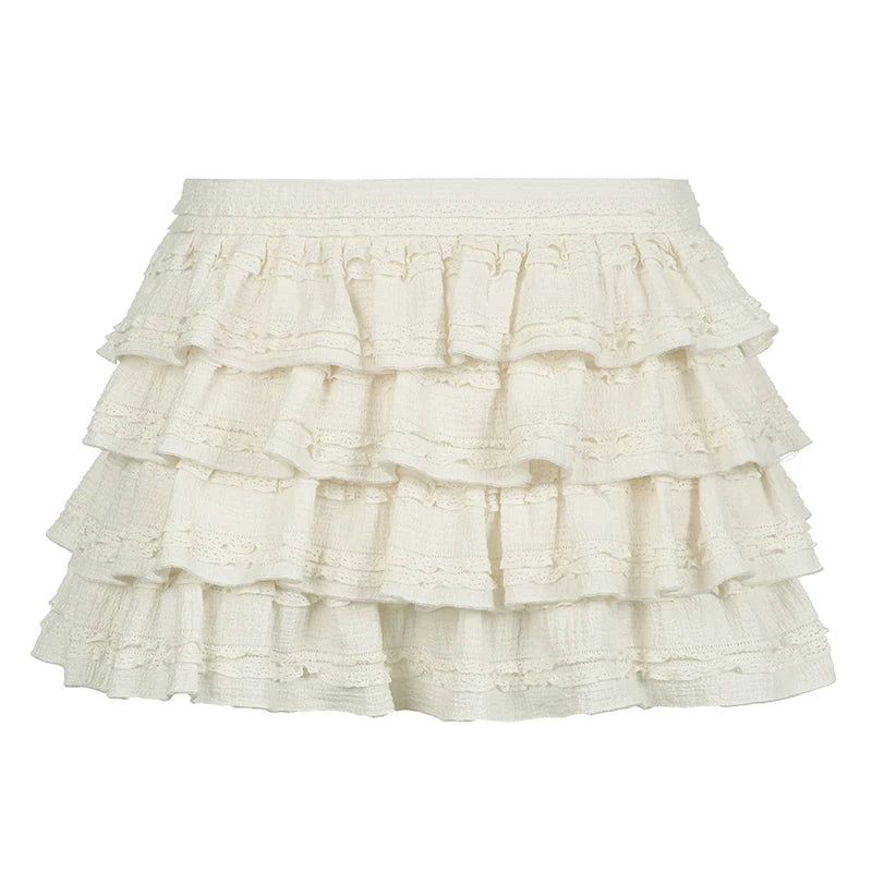 Solid Sweet Cute Cake Skirt Women s Trendy Clothes Tiered Puff Skirt Gentle Elegant All-Match Korean Style