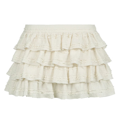Solid Sweet Cute Cake Skirt Women s Trendy Clothes Tiered Puff Skirt Gentle Elegant All-Match Korean Style