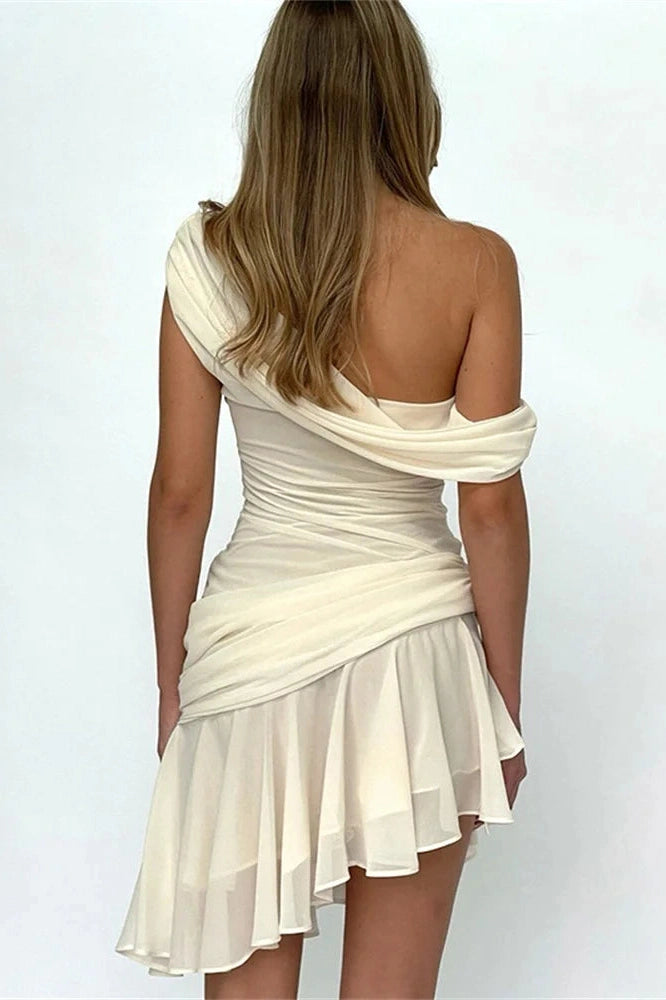 Off-Shoulder Mini Dress with High Waist