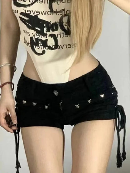 Skinny Fit Lace-Up Casual Shorts