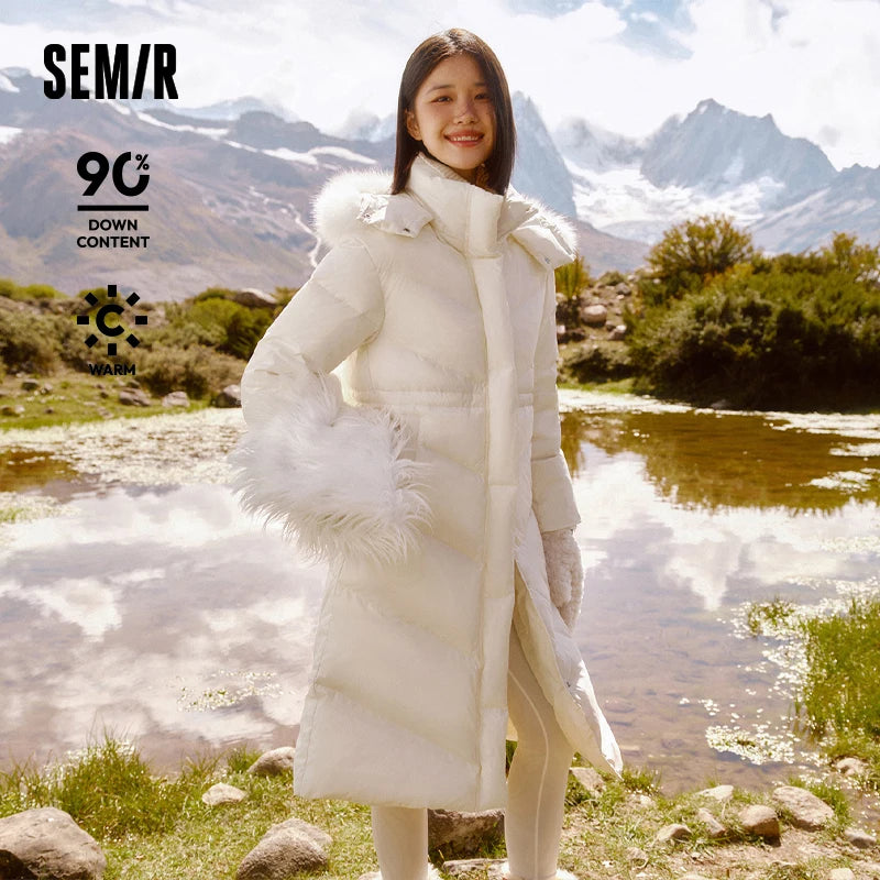 Down Jacket Women Long Length Detachable Fox Fur Collar Hooded  New Winter Waterproof Thermal Goose Down Down Jacket