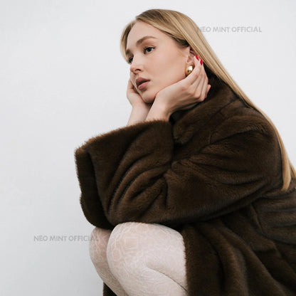Winter Luxury Faux Mink Fur Coat Women Iconic Brand Long Outerwear Jacket Crystal Hooks Street Style Warm Overcoat