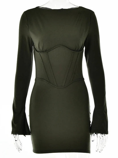 Backless Mini Dress with Full Sleeves