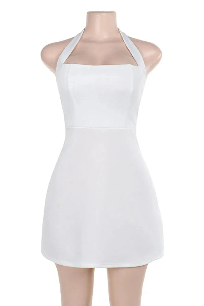Strappy Backless Sleeveless Mini Dress with High Waist