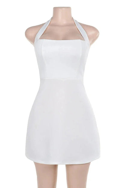Strappy Backless Sleeveless Mini Dress with High Waist