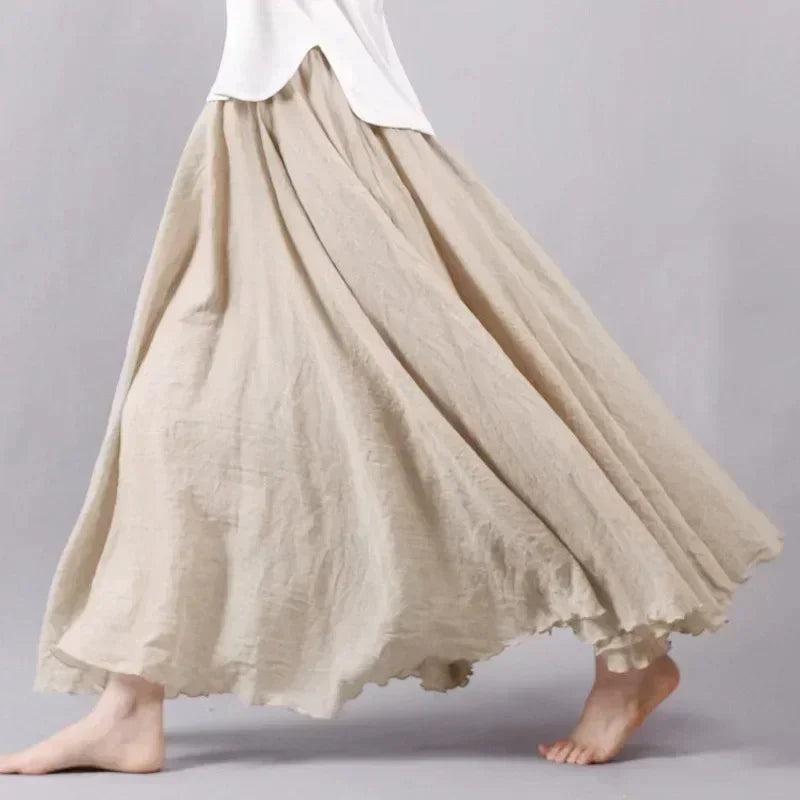 Skirts For Women Female Bohemian Beach A Line Dress Double Layer Elastic Waist Long Maxi Comfortable Temperament Skirts