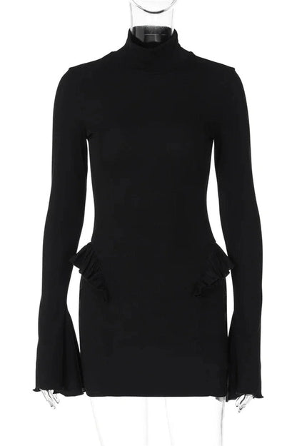 Patchwork Long Sleeve Mini Dress