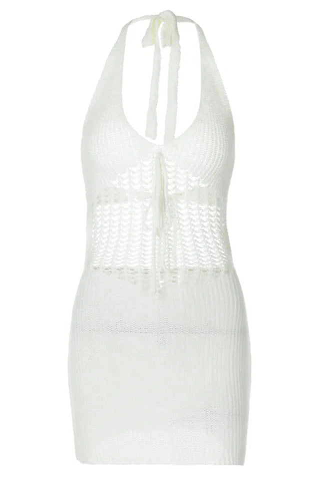 Hollow Out V-Neck Backless Mini Dress