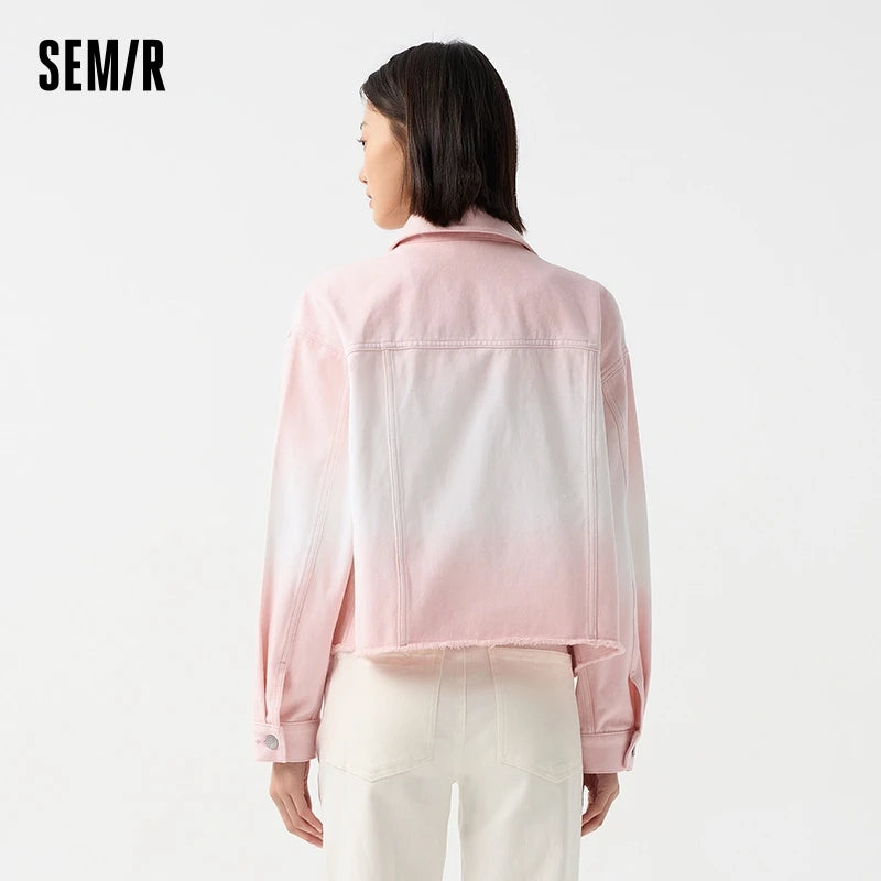 Denim Jacket Women Short Style Fringed Trendy Street Style Spring Dopamine Loose Lapel Jacket