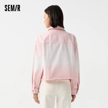Denim Jacket Women Short Style Fringed Trendy Street Style Spring Dopamine Loose Lapel Jacket