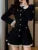 Women Fashion Tweed Plaid Short Dress Autumn Winter New Spliced Pleated Single Breasted Vestidos Female Elegant Chic Clothes