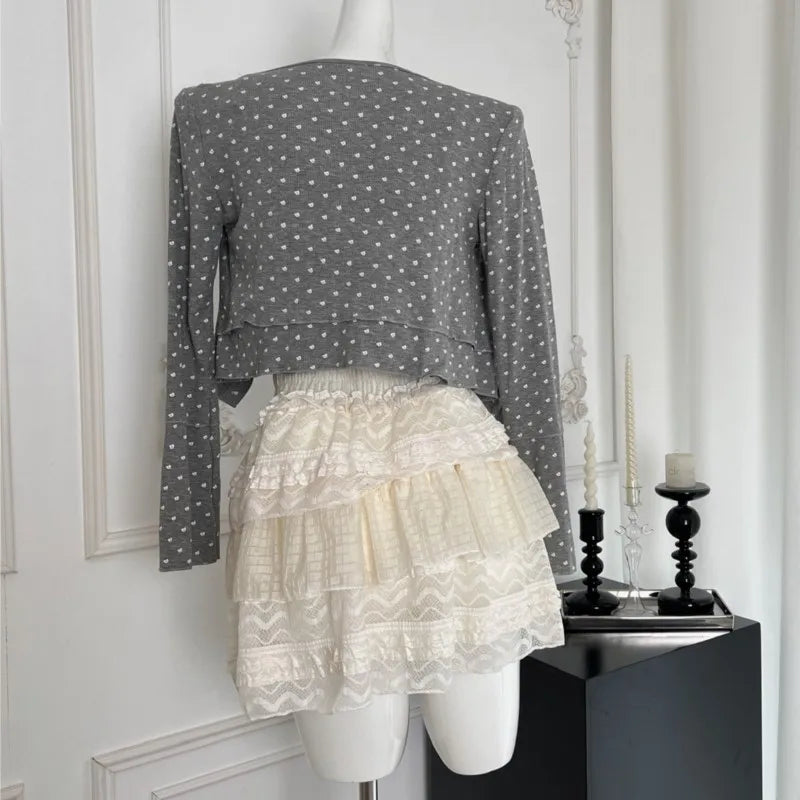 Autumn New Sweet 3-piece Skirt Set Women Spaghetti Strap Top Cardigan Mini Cake Skirt Y2K Kawaii Korean Fashion Suit Clothing
