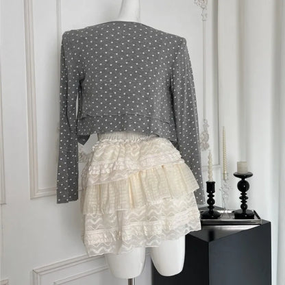 Autumn New Sweet 3-piece Skirt Set Women Spaghetti Strap Top Cardigan Mini Cake Skirt Y2K Kawaii Korean Fashion Suit Clothing