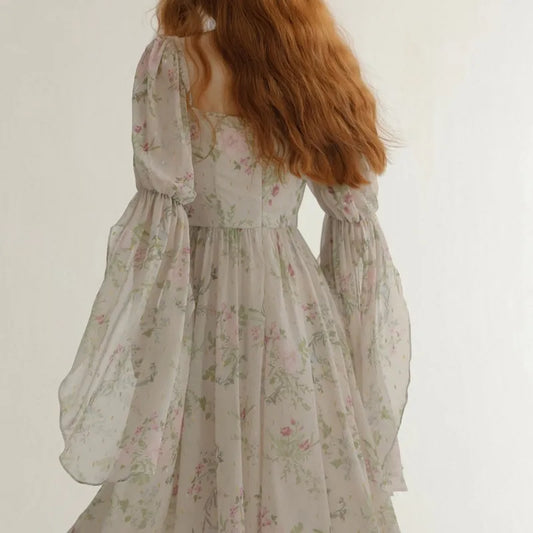 French Vintage Princess Long Dresses Women  Autumn New A-line Elegant Casual Evening Party Dress One Piece Vestidos Mujer