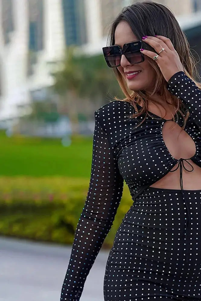 Sequined Mini Dress with Hollow Straps