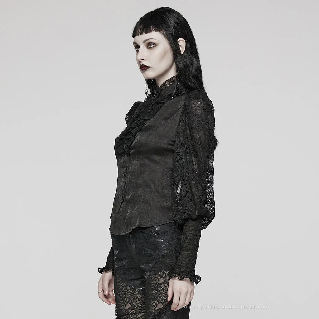 Glossy Textured Gothic Blouse
