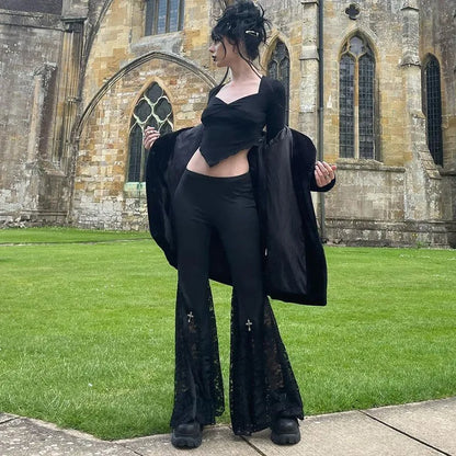 Lace Patchwork Flare Pants