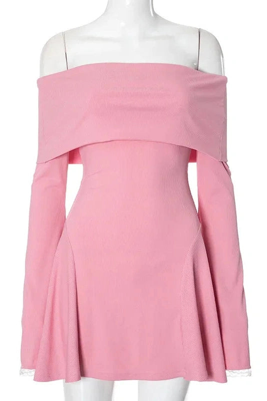 Off Shoulder Lace A-Line Mini Dress