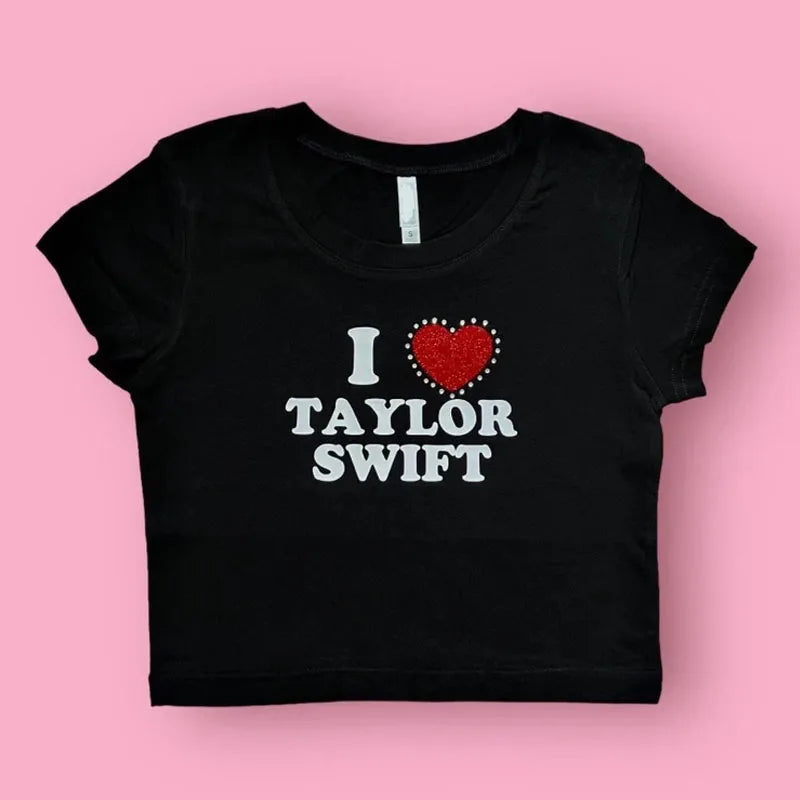 New printed T-shirt, fashionable casual short sleeved top, Y2K summer sexy electronic girl T-shirt, women’s clothing