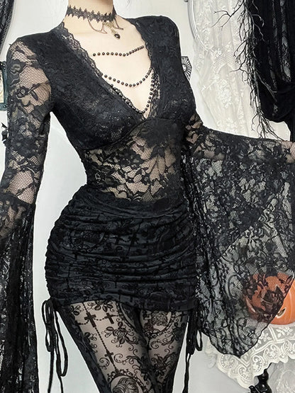 Deep V-Neck Mesh Top