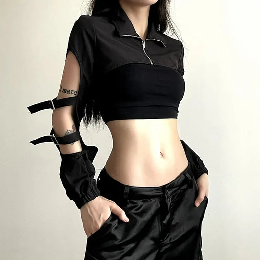 Cyberpunk Hollow Out Mesh Top