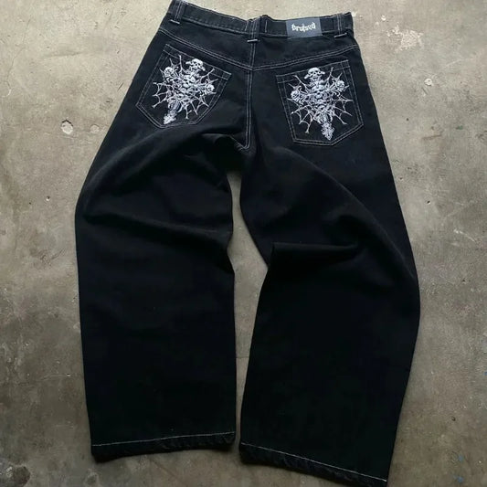 Skeleton Print Wide Leg Pants