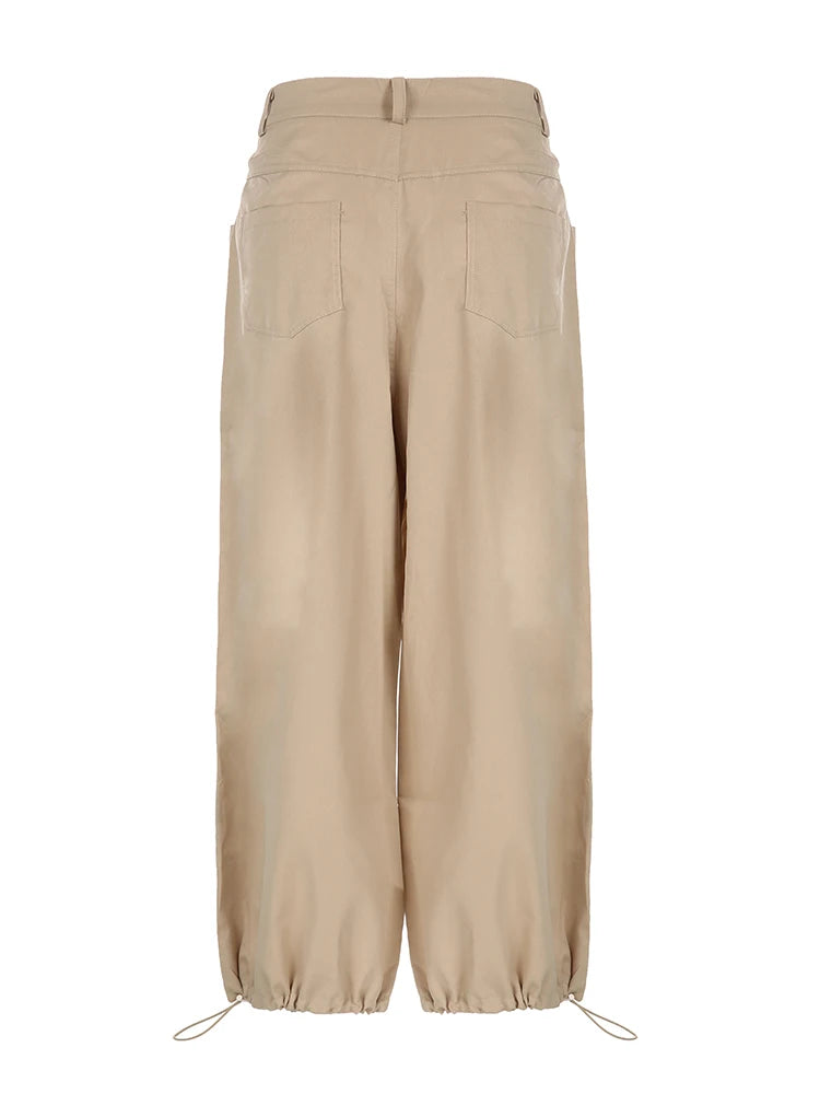 Street Style Casual Loose Adjustable Waist Baggy Cargo Pants Women Fashion Streetwear