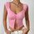 Instagram’s new  European and American sexy Spice girls design a thin short T-shirt with a slit under the chest