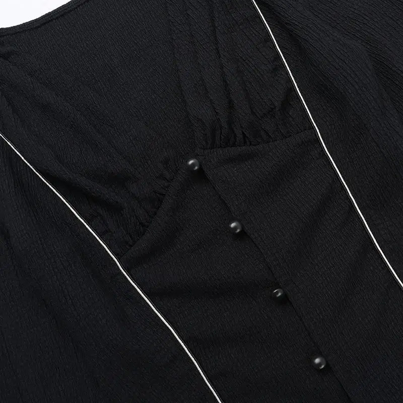 Gothic V-Neck Flare Sleeve Blouse