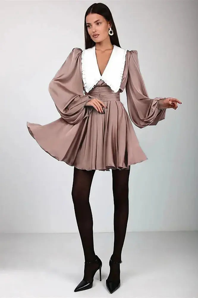 Ruffled Patchwork Mini Dress