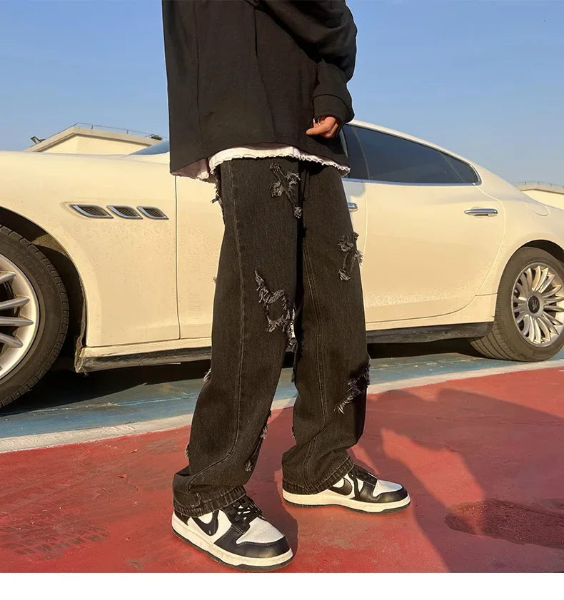 Embroidered Flare Denim Pants