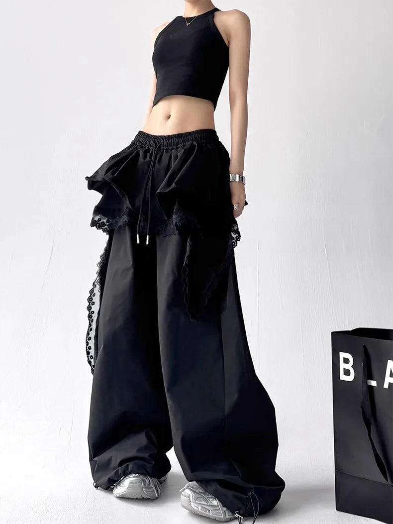 Lace Patchwork Cargo Pants