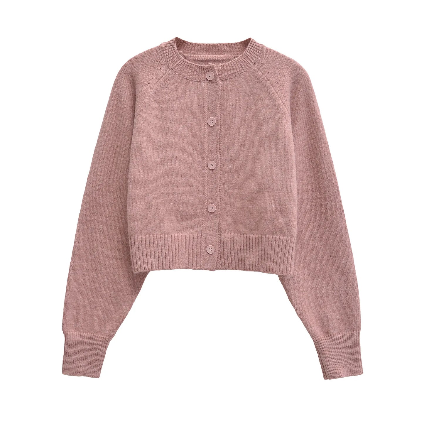 Solid Cropped Cardigan Sweater Women Autumn Long Sleeve O Neck Single Breasted Jumpers New Casual Fashion Knitted Outerwear