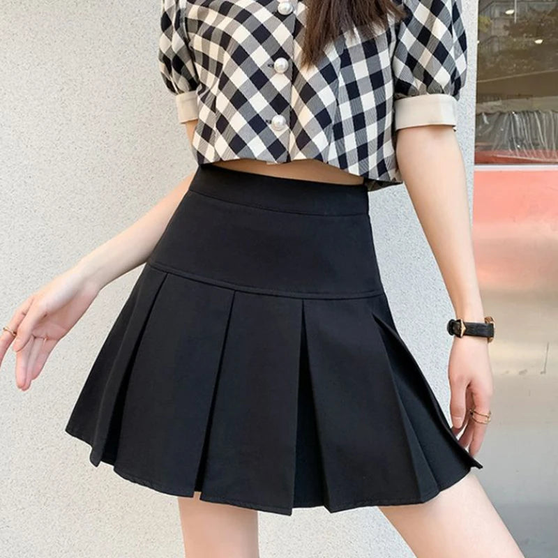 Streetwear Mini Skirts Women Preppy Kawaii High Waist Pleated Skirt Y2K School Uniform Harajuku Korean A Line Skirts New