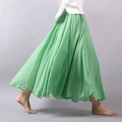Skirts For Women Female Bohemian Beach A Line Dress Double Layer Elastic Waist Long Maxi Comfortable Temperament Skirts