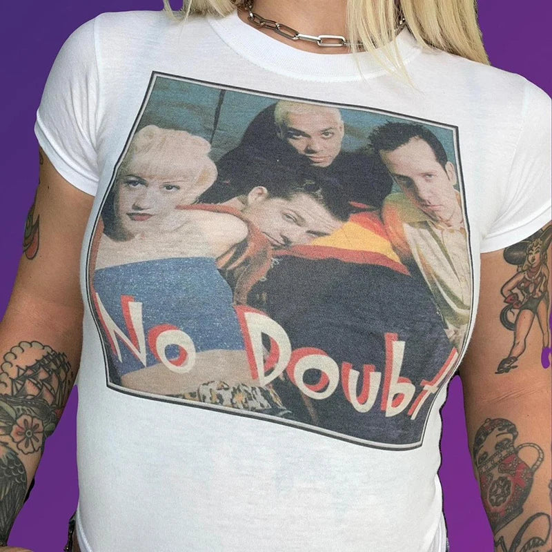 Vintage Graphic Tie Print Crop Top